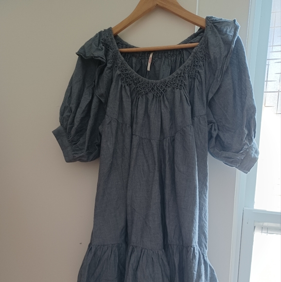 Free People AMELIE MINI DRESS IN INDIGO - Picture 4 of 10